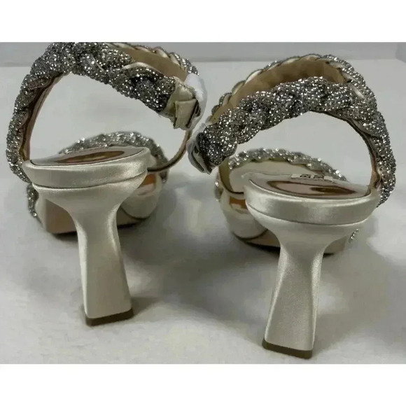 New Badgley Mischka Soft Gold Fennel Braided Spool Heel Size 5 ($265) - Picture 7 of 7